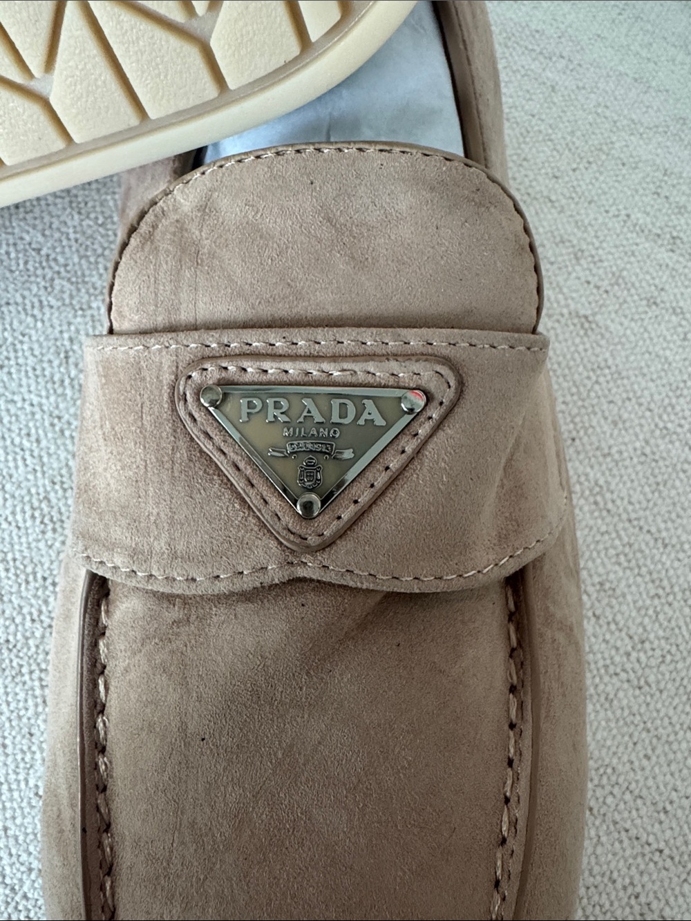 Prada Men's Suede Penny Loafers - Beige/Tan 10.5